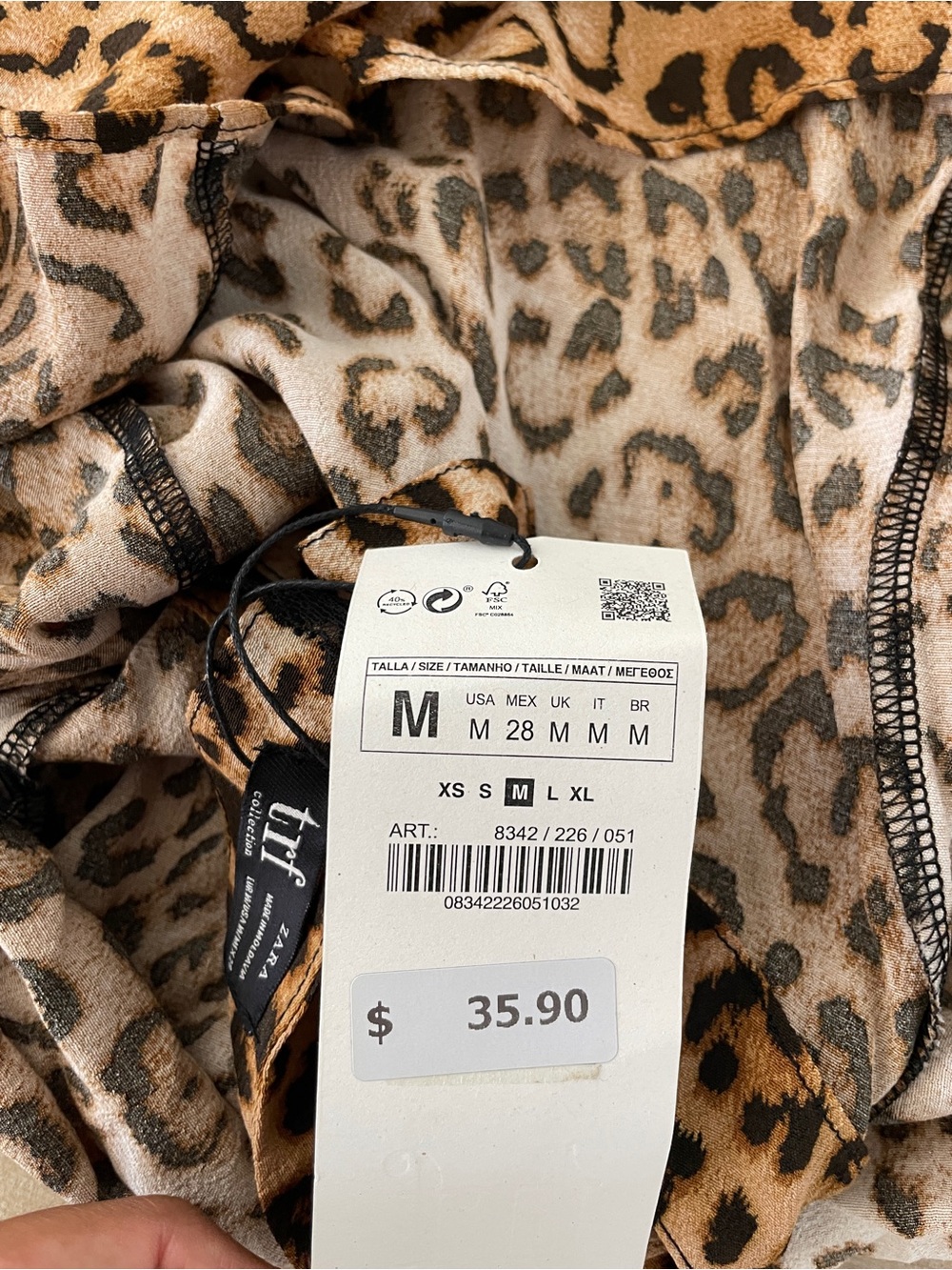 NWT Zara Leopard Print Lace-Trim Cami Top Brown Size M Boho Casual - Picture 6 of 6